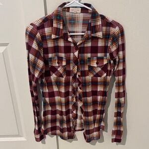 Plaid Button Down Shirt for Kids - Red and Blue